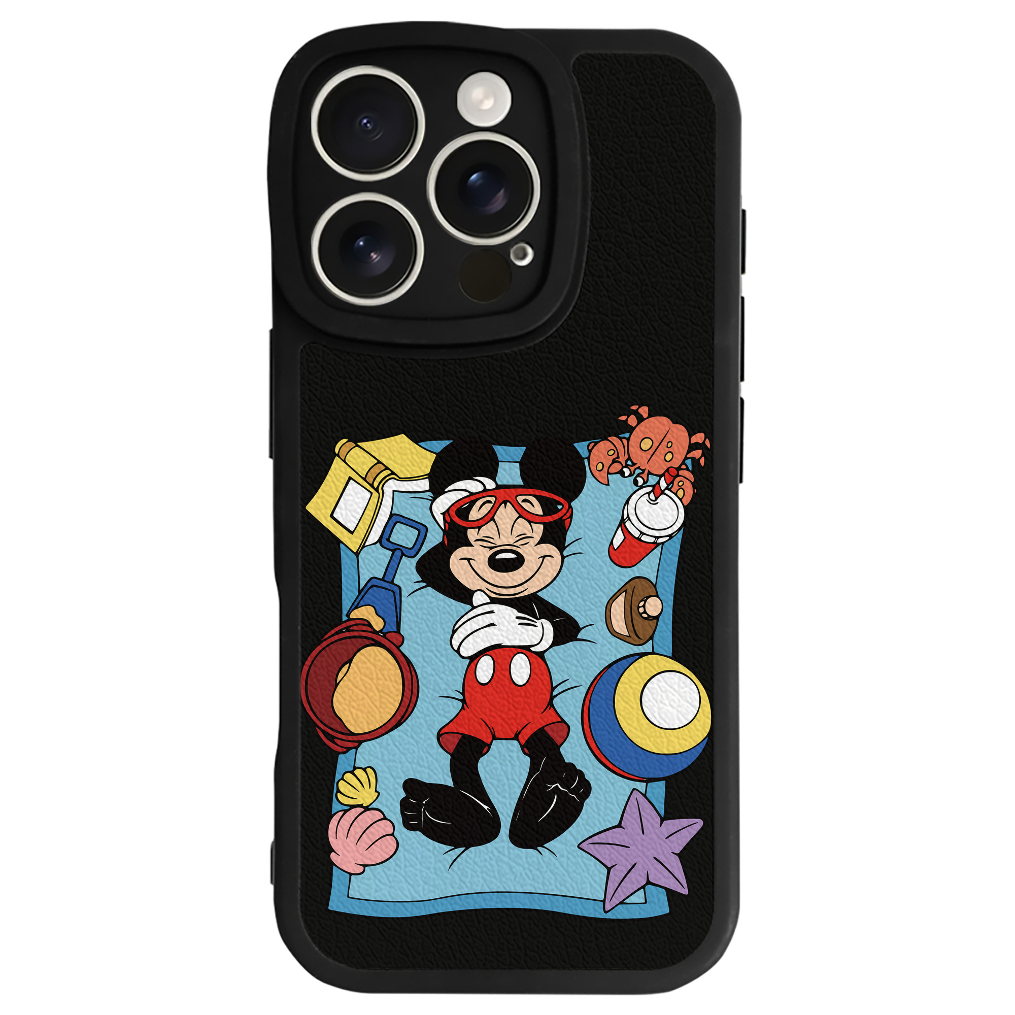 （画像用） ミッキーマウス Mickey Mouse 【iPhone 16シリーズ対応】シリコンスマホケース（レザー調） 材質：シリコン